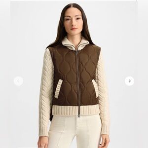 Veronica Beard Patra Knit-Sleeve Quilted Jacket Size Small